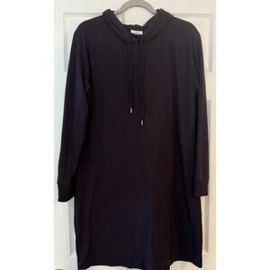 J Jill Fit Double Knit Hooded Dress Sz MED Plum Purple Long Sleeve Modal Soft